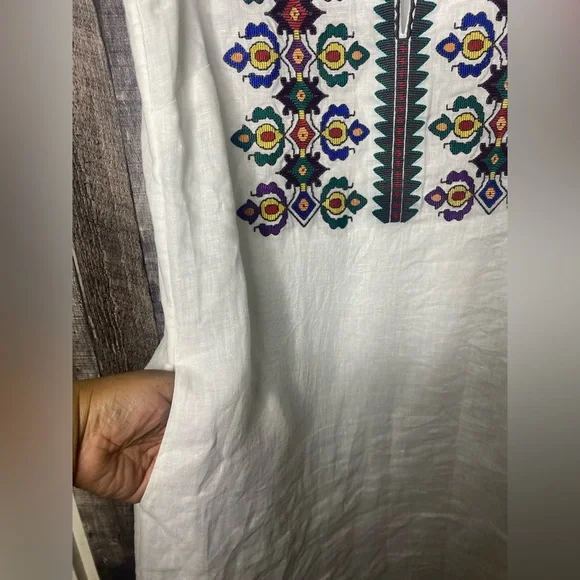 TORY BURCH Embroidered sleeveless linen dress Sz S - Picture 5 of 10